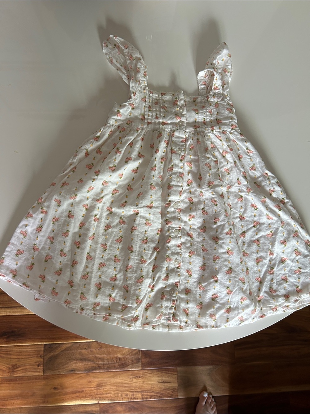 Janie and Jack White Dress with Pink Rose Print